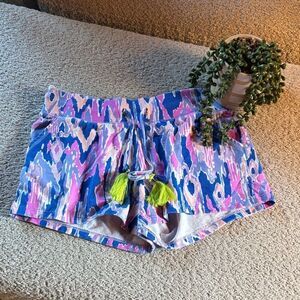 Lilly Pulitzer Blue and Pink Patterned Athletic Shorts